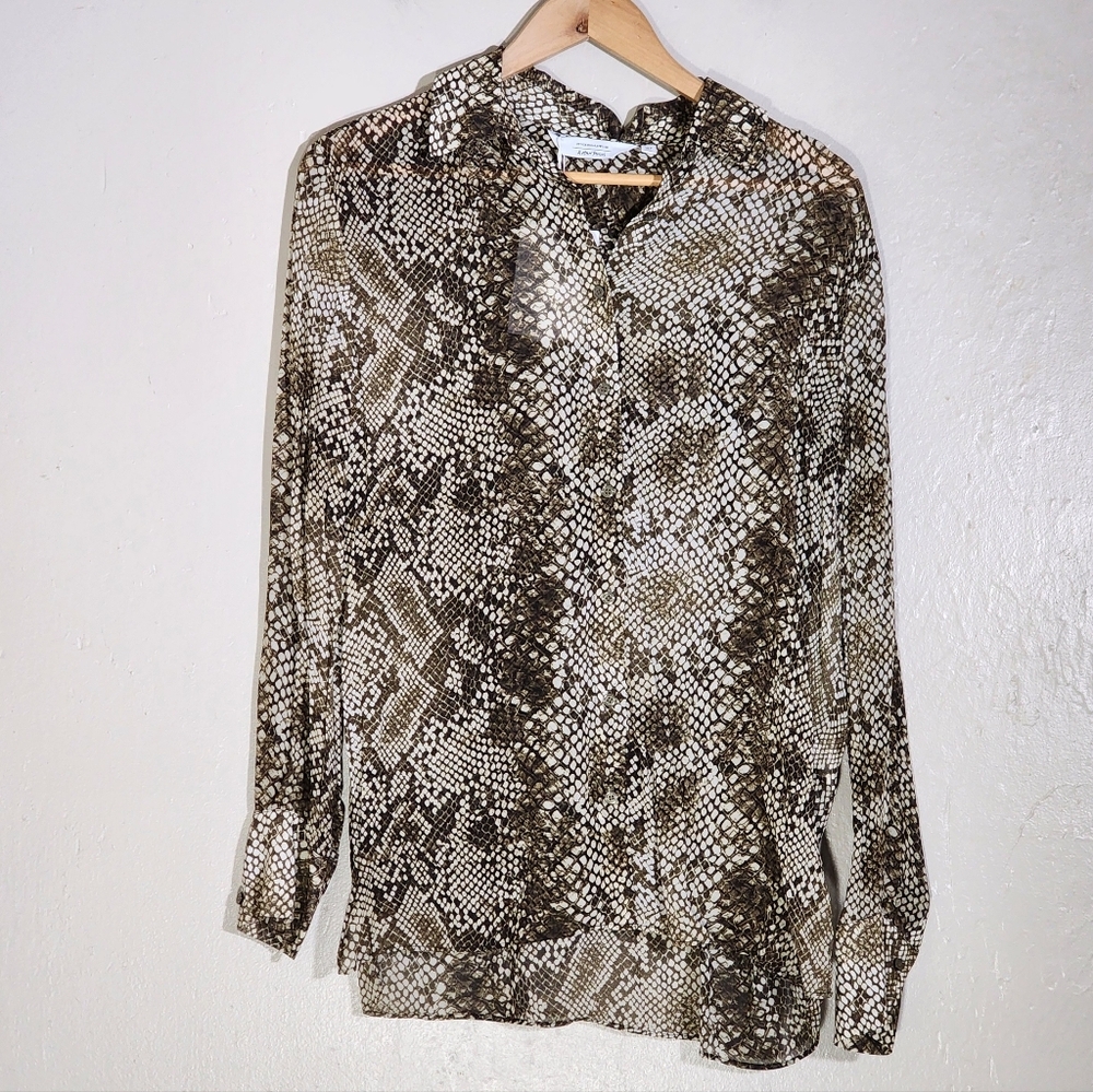& Other Stories Snakeskin Print Button-Up Blouse